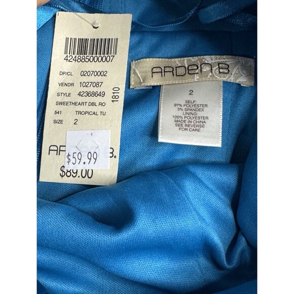 Arden B Sweetheart Double Rope Halter Dress Tropical Turquoise Size 2 Satin Glam - Picture 8 of 8